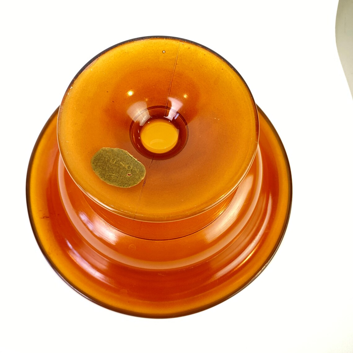 Vintage Art Deco Glass Pedestal Bowl Reverse Painted Orange Etsy