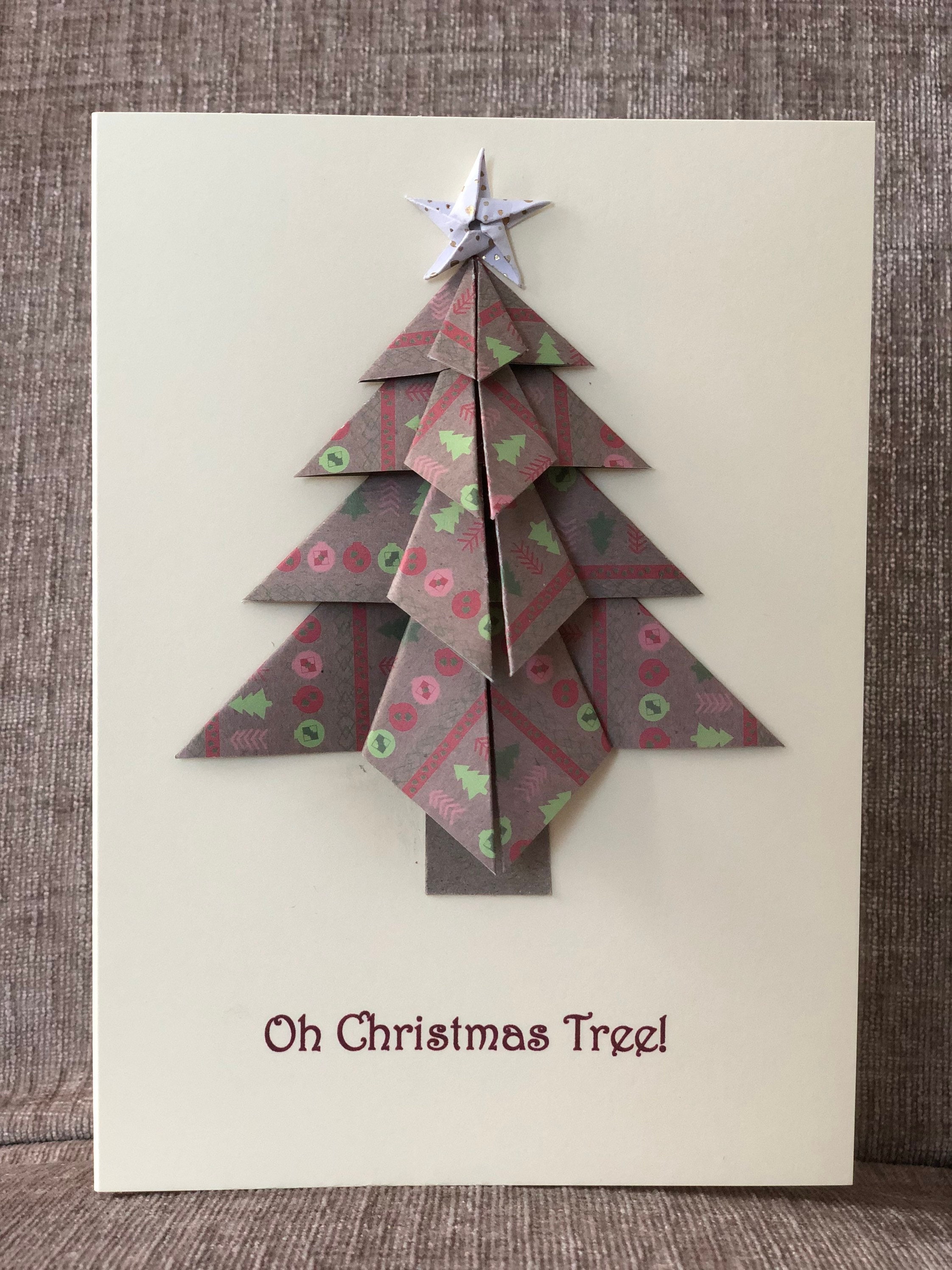 Handmade Origami Christmas Tree Greetings Card Etsy