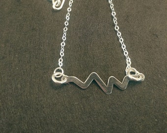 Sterling Silver Heartbeat Necklace