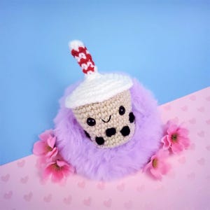 Handmade Crochet Mini Happy Boba Bubble Tea Cup Amigurumi Plushie