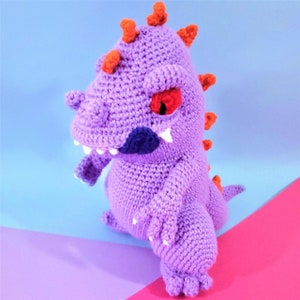Handmade Jumbo Purple T-Rex Dinosaur Amigurumi Plush