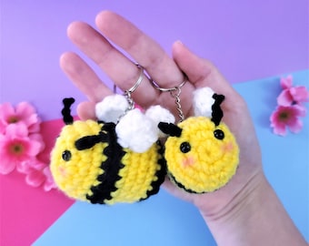 Handmade Honey Bee Amigurumi Plush Keychain
