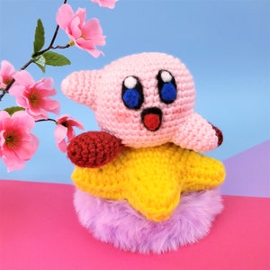 Handmade Star Riding Kirby Amigurumi Plush