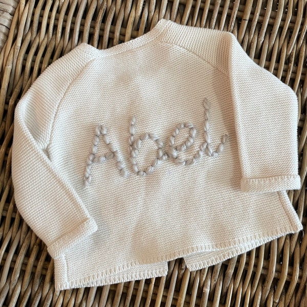Personalised baby cardigan with name and or initial