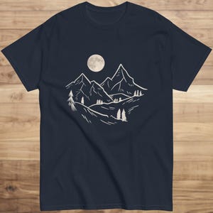 Men&#39;s Nature Lover T-Shirt – Scenic Mountain & Moon Print