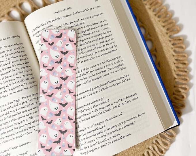 Pink Ghost and Candy Corn Bookmark