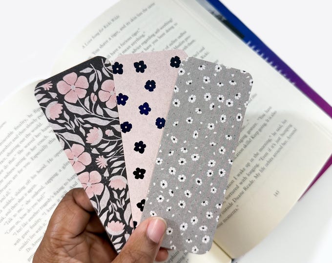 Modern Floral Patterned Bookmark Set of 3  (Small-5”)