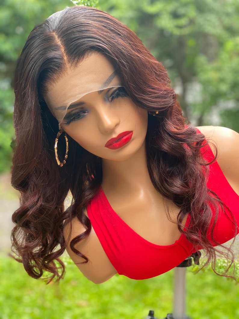 13x4 Transparent Lace Front Wig cherry Cola Color | Etsy
