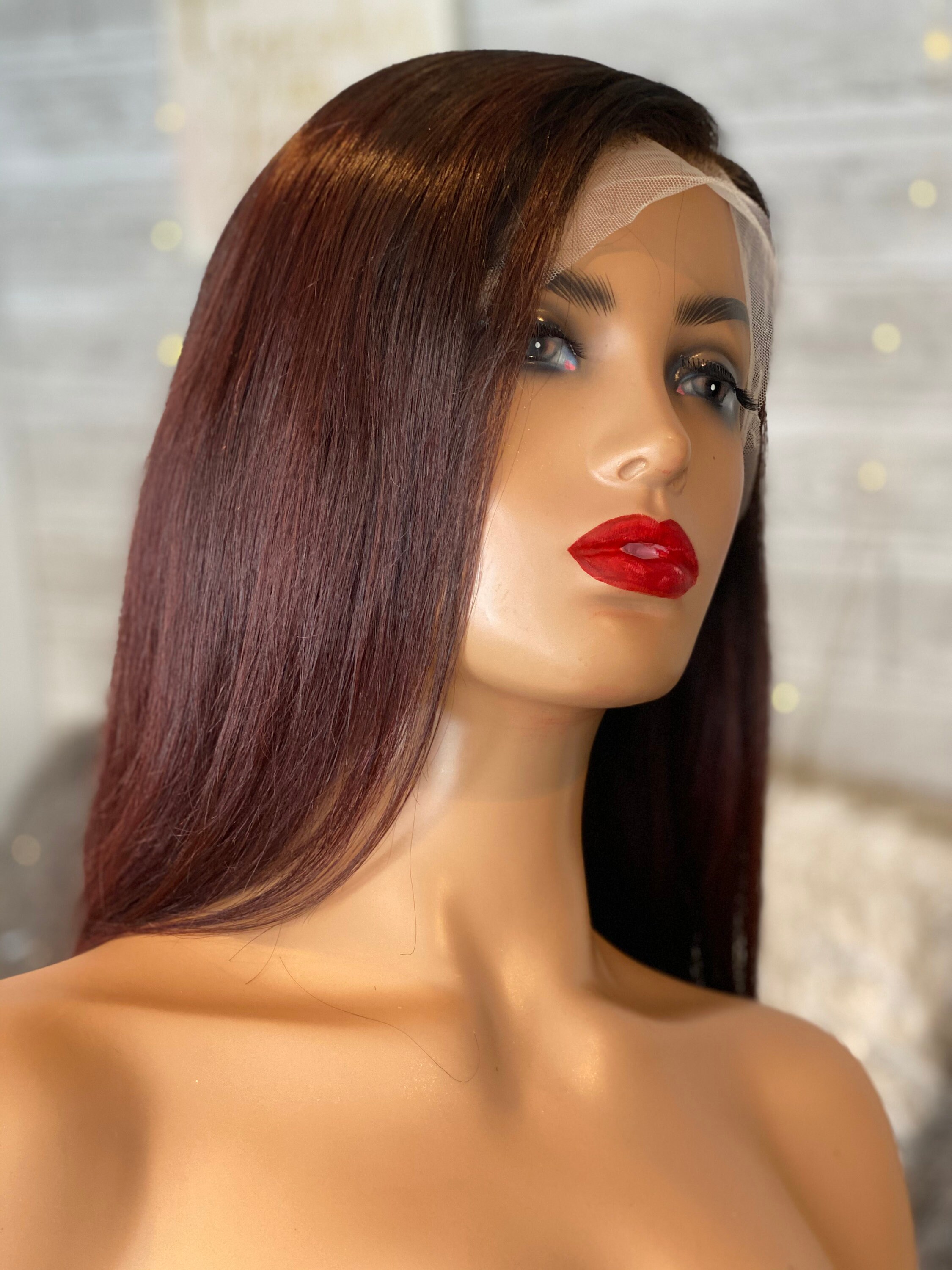 13x4 Transparent Lace Front Wig Cherry Cola Color | Etsy
