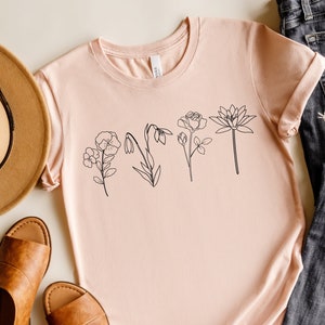 Custom Birth Flower Shirt, Wild Flowers  Shirt, Mother's Day Gift, Birth Month Flower Shirt, Gift For Her, Floral T-Shirt, Birthday Flowers