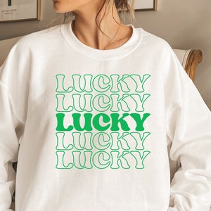 Retro Font Lucky Sweatshirt, St. Patricks Day Sweatshirt, Saint Patty's Gift, Unisex Sweatshirt, Irish Sweatshirt, Lucky Green Sweatshirt