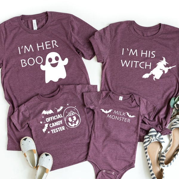 Ich bin seine Hexe, ich bin ihr Boo Shirt, offizieller Candy Tester, Milchmonster, passende Familie Halloween Shirts, Halloween Familie Shirt, Halloween Party