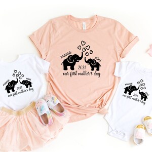 First Mother's Day Shirt, elephant matching mom and baby shirt and bodysuit set, Mother's Day Gift, our first mothers day matching shirt