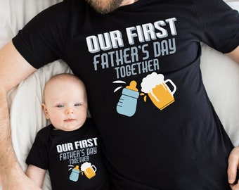 Personailsed First Father's Day Matching T-Shirt Baby Grow Daddy Dad Funny Gift