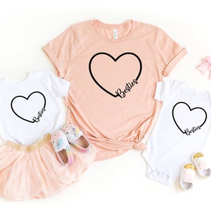 Besties Heart Shirt, Mom and Kids Matching Tees, Best Friends Shirt, Sisters Matching T-shirts, Family Matching Besties Tee,