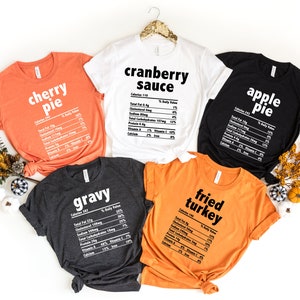 Nutrition Thanksgiving Food Shirts, Funny Thanksgiving Shirts, Thanksgiving Food Shirt, Holiday Family Group Shirts , Funny Christmas Shirts