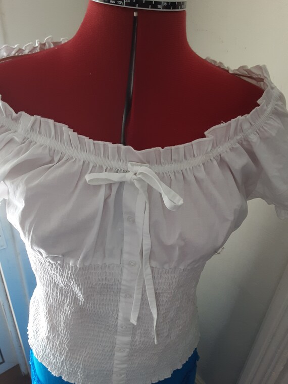 Gypsy Blouse White cotton off shoulder elastene sh