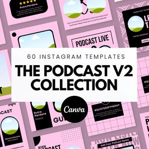 The Podcast Collection V2 Social Media Templates, Podcast Templates, Podcast Social Media, Canva Template, Social Media, Instagram Template