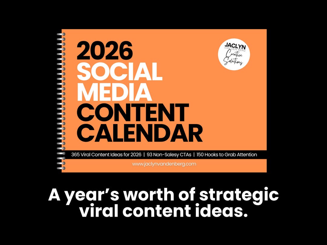 2026 Social Media Content Calendar | Editable Planner for Entrepreneurs ...