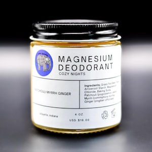 Magnesium Deodorant / Pure Essential Oil Blends / Grass Fed Beef Tallow / Organic