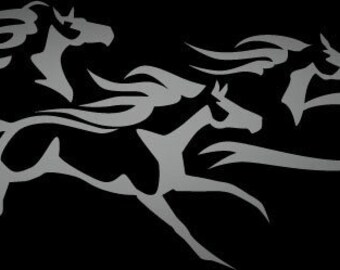 3 Running Horses vinyl decal - large, car window sticker, design for truck or trailer