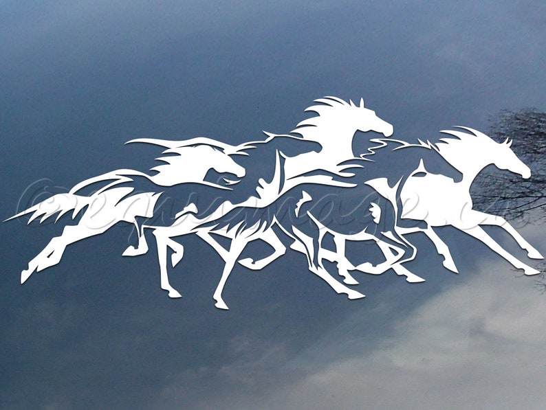 Running horses vinyl decal car window sticker design for image 1