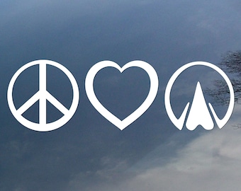 Peace Love Barefoot hoof vinyl decal, car window sticker, design for truck or trailer