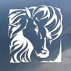 Square design horse vinyl decal, car window sticker, design for truck or trailer