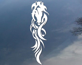 Vertical horse vinyl decal, car window sticker, design for truck or trailer