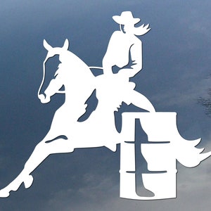 Adesivo in vinile con cavallo Barrel Racer, adesivo per finestrino auto, design per camion o rimorchio