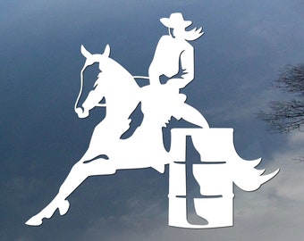 Barrel Racer horse vinyl decal, car window sticker, design for truck or trailer