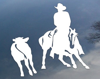 Cutting horse vinyl decal, car window sticker, design for truck or trailer