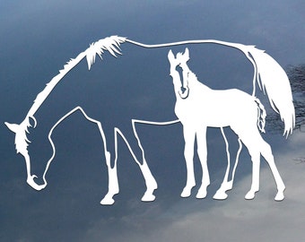 Mare and Foal - horse vinyl decal, car window sticker, design for truck or trailer