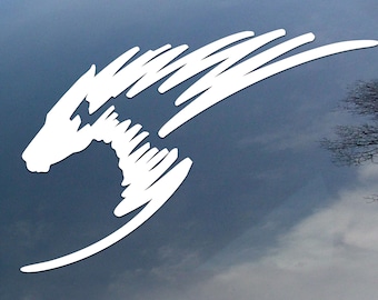 Scribble horse head vinyl decal, car window sticker, design for truck or trailer