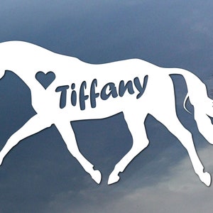 Custom Trotting horse vinyl decal, with your name. Car window sticker, design for truck or trailer