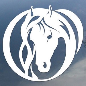 Circle horse head vinyl decal, car window sticker, design for truck or trailer