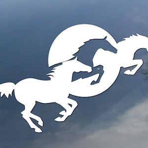 Naklejka winylowa Jump the Moon Horse, naklejka na szybę samochodu, projekt na ciężarówkę lub przyczepę