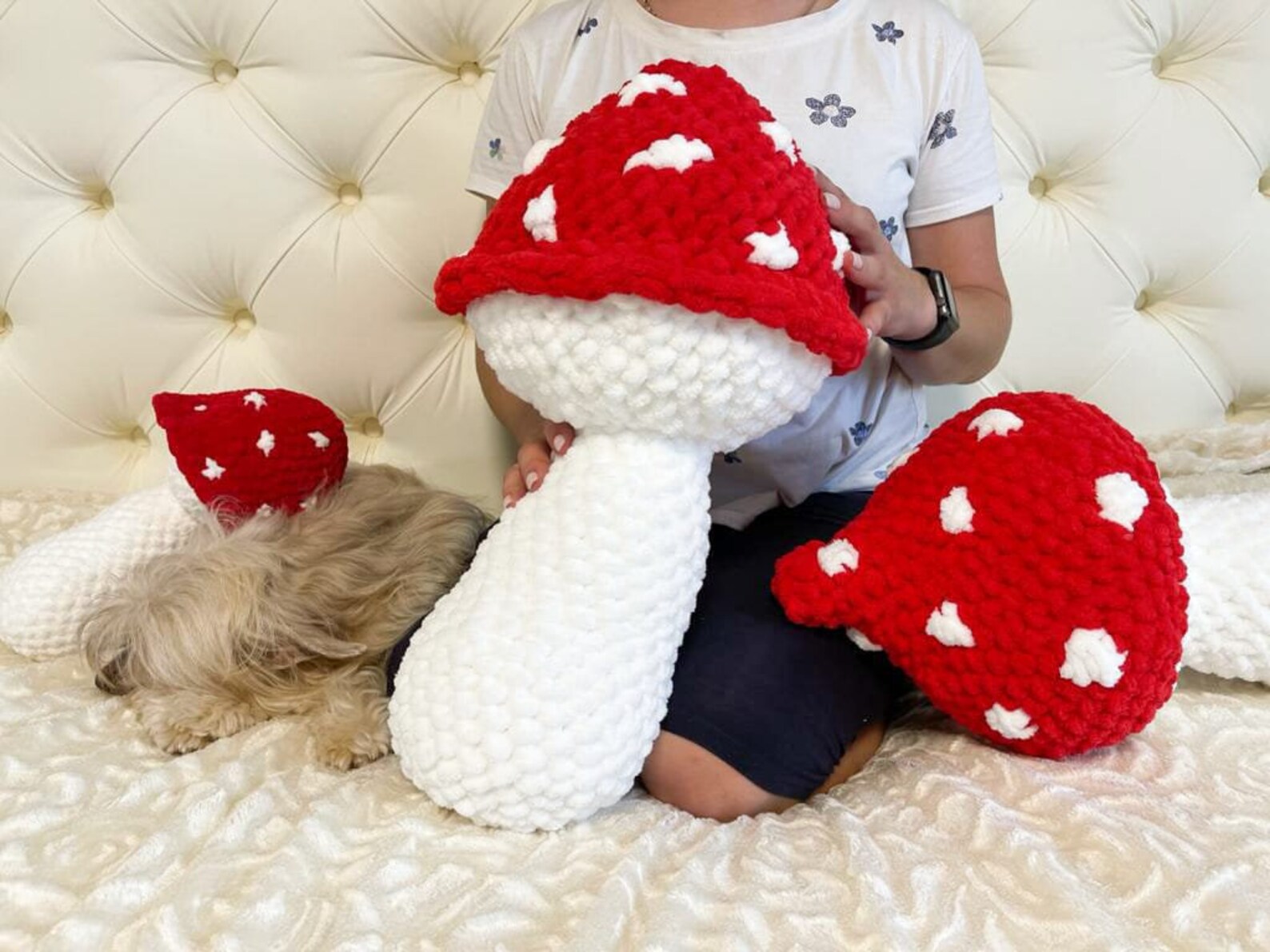 Giant mushroom crochet pattern Mushroom plush throw pillow Etsy