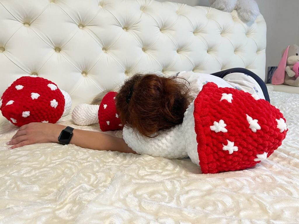 Giant mushroom crochet pattern Mushroom plush throw pillow Etsy