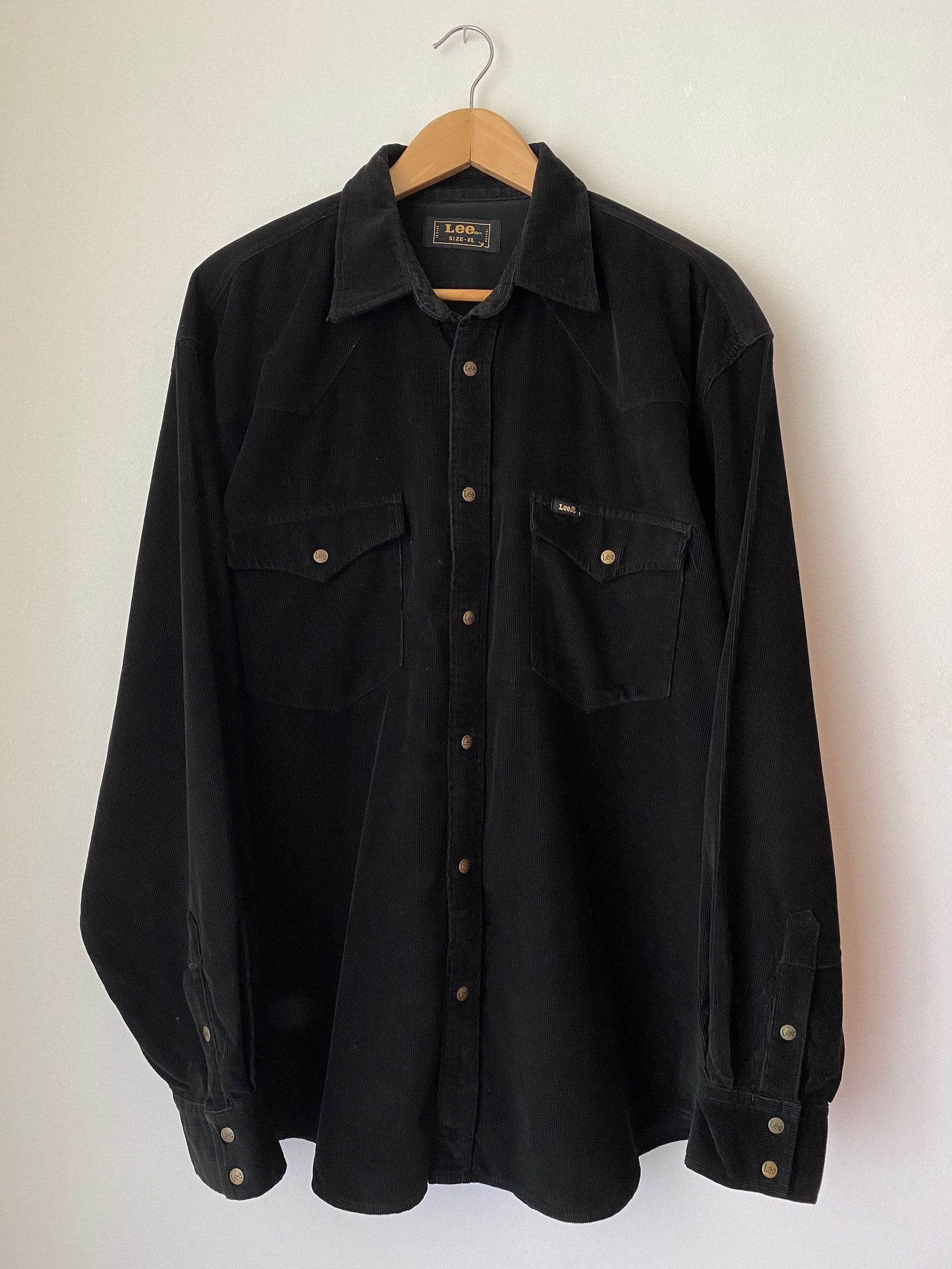 LEE XL Black shirt corduroy long sleeve with pockets | Etsy