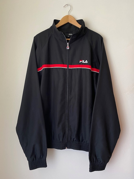 FILA (XL) Black sports jacket, embroidered logo, r