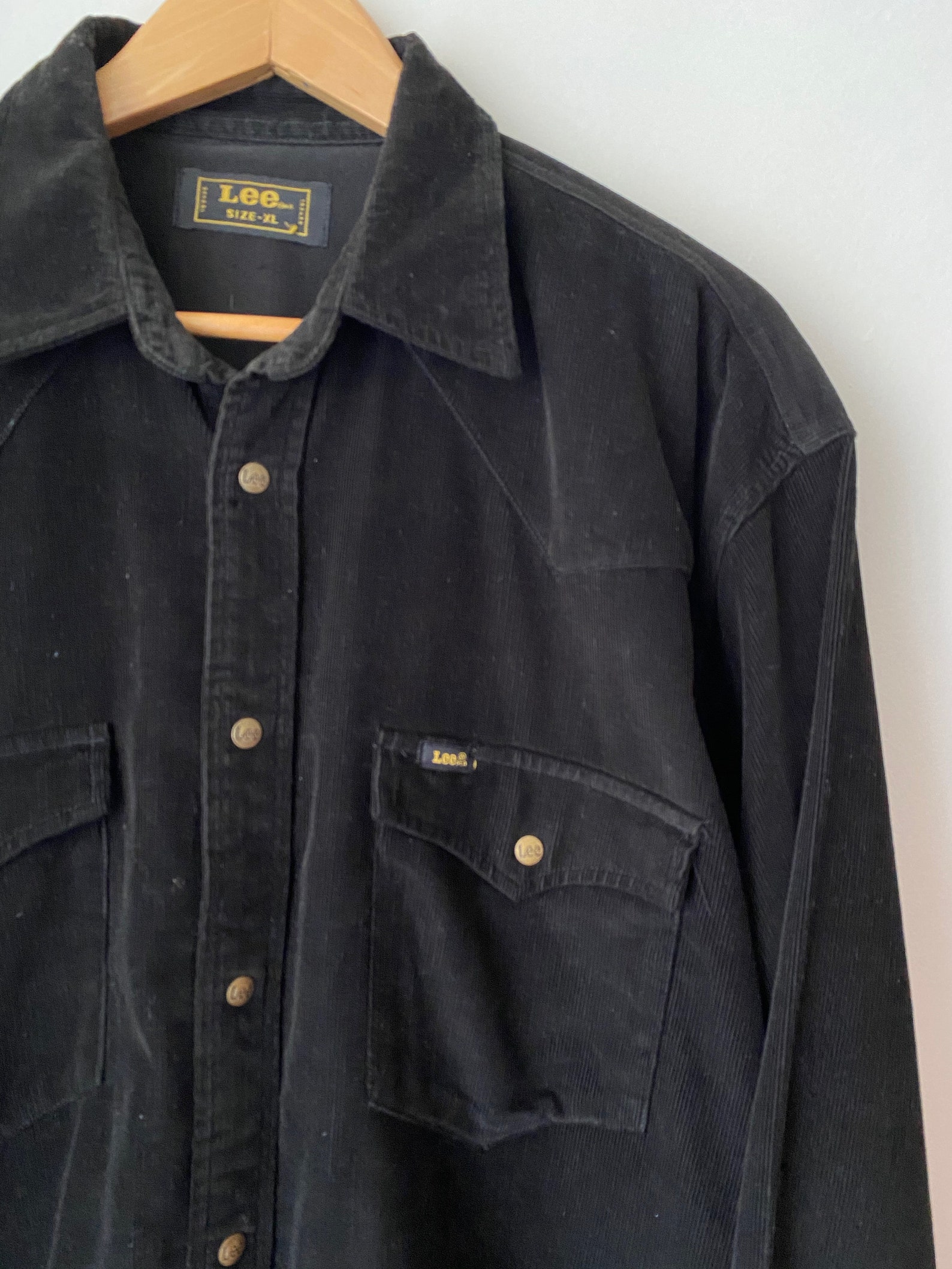 LEE XL Black shirt corduroy long sleeve with pockets | Etsy