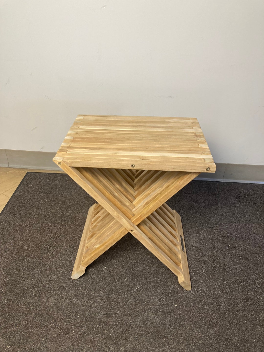 Teak Folding Shower Stool Etsy