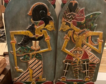 Hand-carved Wooden "Wayang" Wall Mural!