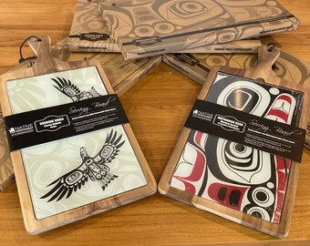 Native NW Serving Boards w/ Glass Insert! 2 Styles - Soaring Eagle and Matriarch Bear