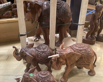 Happy Elephant Wood Carving...Various Sizes!