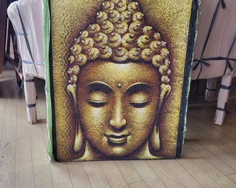 Buddha Head Painting on Textured Canvas! 31" x 26"