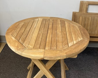 Teak Round "Picnic" Folding Table 19 1/2"