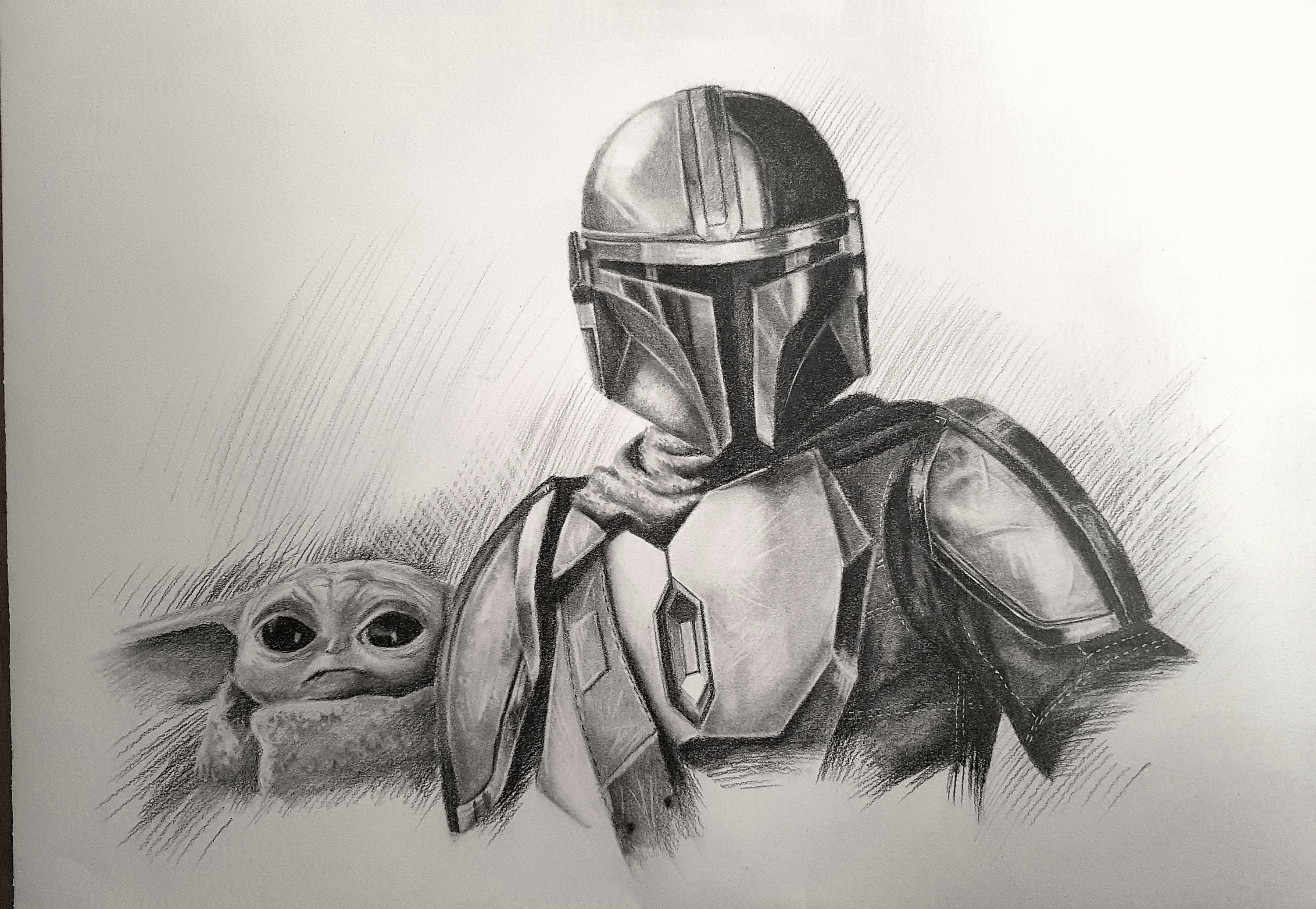The Mandalorian Pencil Drawing Art Print Din Djarin Pencil Etsy