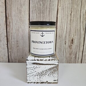 Provincetown Cape Cod Candle: Soy Wax with Wooden Wick, Bergamot & Jasmine